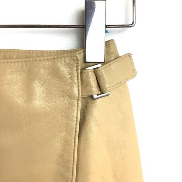 DANIER LEATHER BUTTER BEIGE WRAP SKIRT 4 - Picture 3 of 6